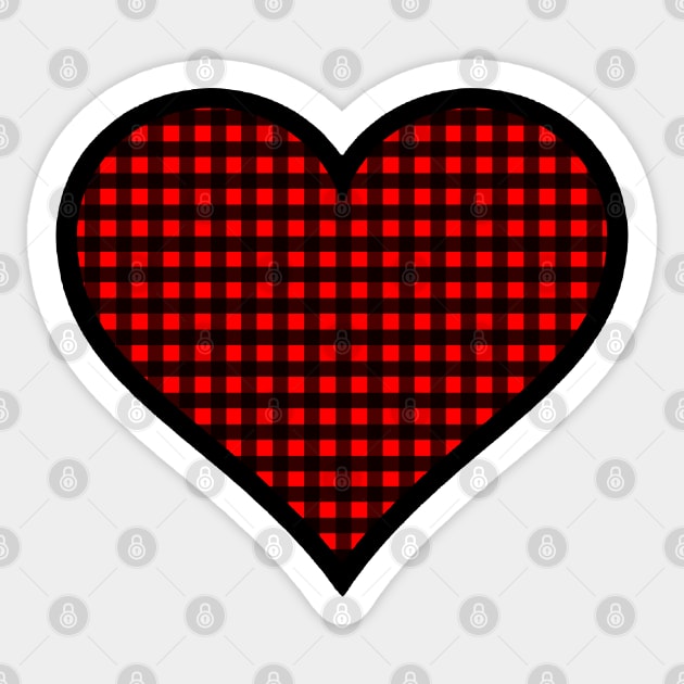 Red and Black Gingham Heart Sticker by bumblefuzzies